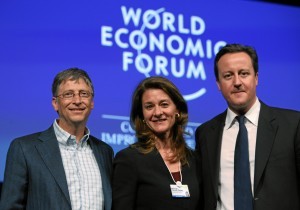 Bill Gates, Melinda Gates and UK Prime Minister David Cameron at 2011 World Economic Forum. Copyright by World Economic Forum swiss-image.ch/Photo by Remy Steinegger