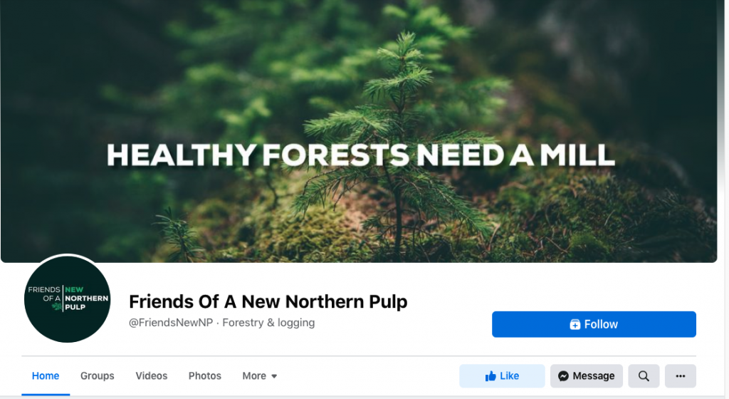 Friends of a New Northern Pulp Facebook page