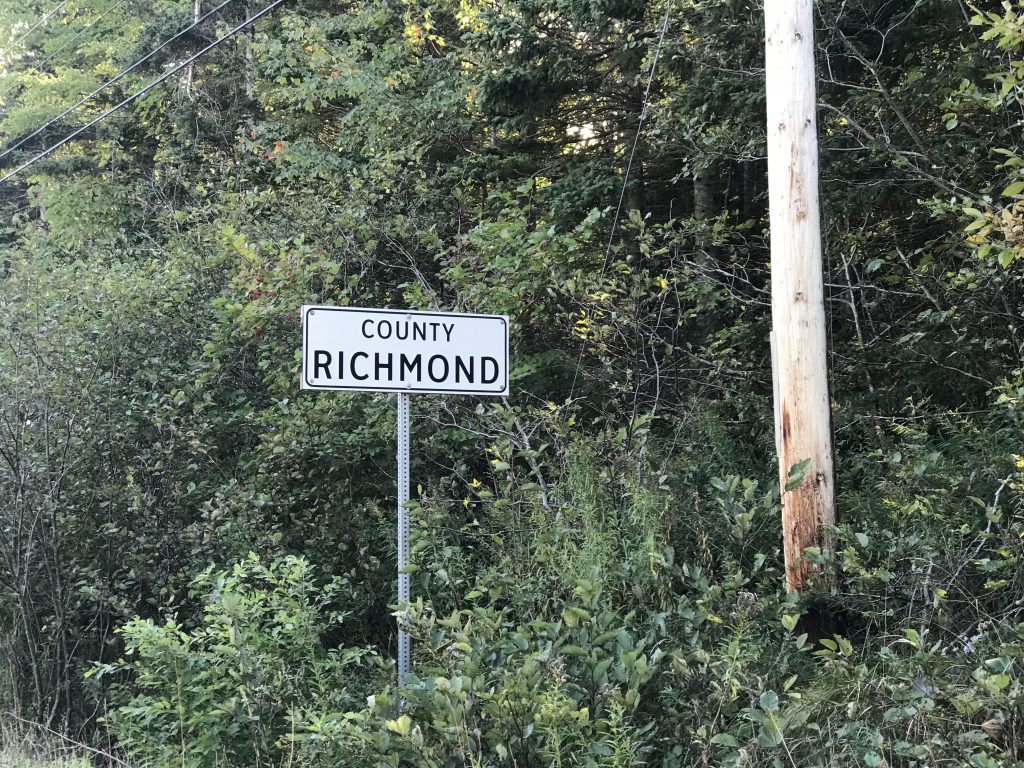 Sign for Richmond County. Photo by Joan Baxter