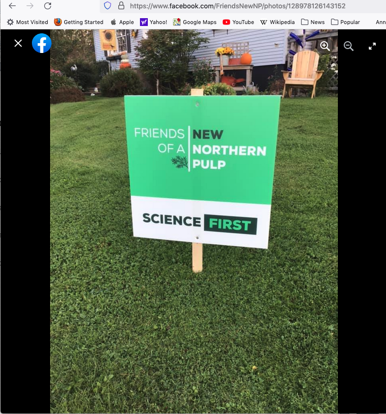 Friends of a New Northern Pulp lawn sign